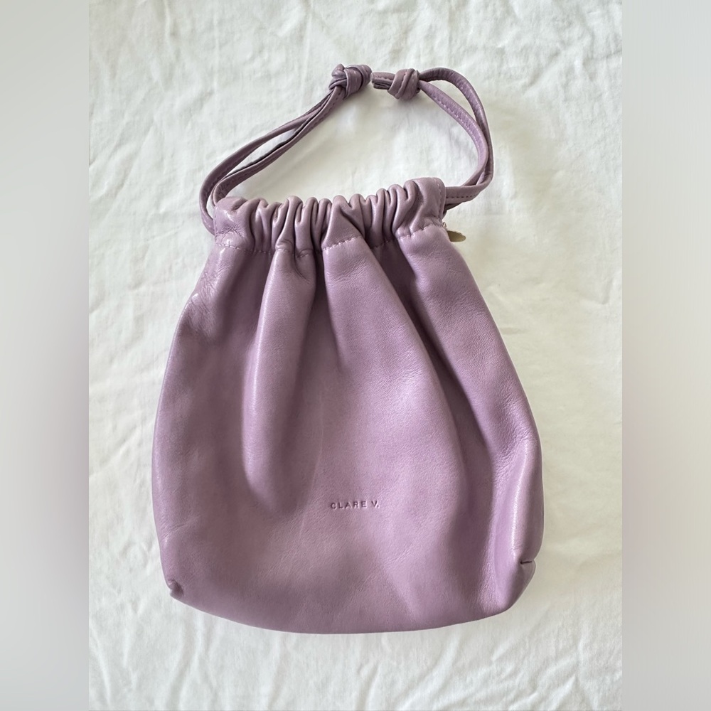 Clare V lambskin or kidskin drawstring pouch